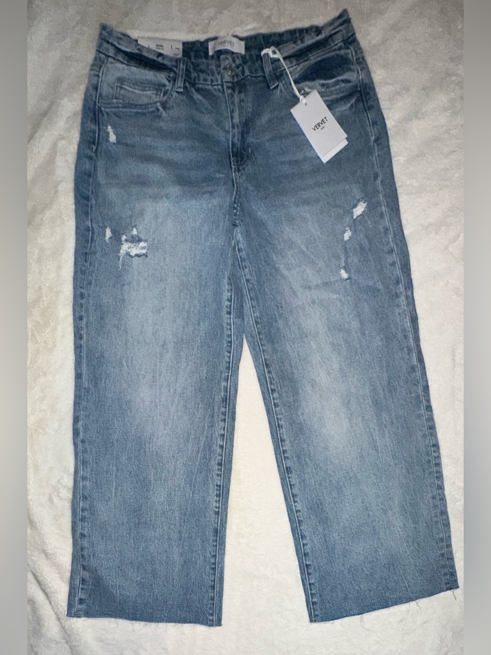 VERVET BY FLYING MONKEY Light Blue Distressed Relaxed Jeans